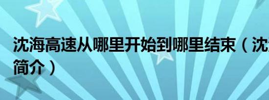 沈海高速从哪里开始到哪里结束（沈海高速的简介）