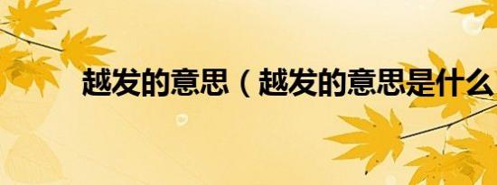 越发的意思（越发的意思是什么）