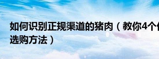 如何识别正规渠道的猪肉（教你4个优质猪肉选购方法）