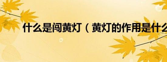 什么是闯黄灯（黄灯的作用是什么）