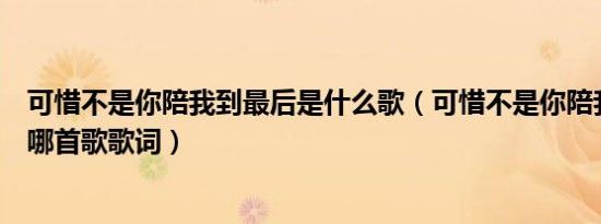 可惜不是你陪我到最后是什么歌（可惜不是你陪我到最后是哪首歌歌词）