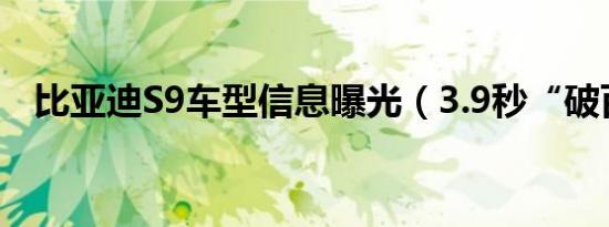 比亚迪S9车型信息曝光（3.9秒“破百”）