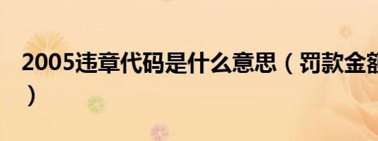 2005违章代码是什么意思（罚款金额 扣几分）
