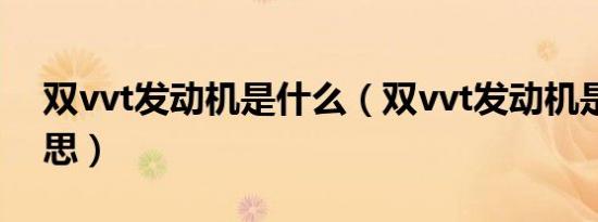 双vvt发动机是什么（双vvt发动机是什么意思）