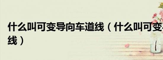 什么叫可变导向车道线（什么叫可变导向车道线）