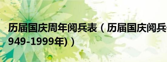 历届国庆周年阅兵表（历届国庆阅兵一览表(1949-1999年)）