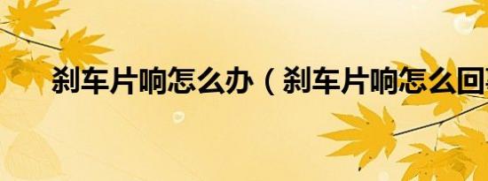 刹车片响怎么办（刹车片响怎么回事）