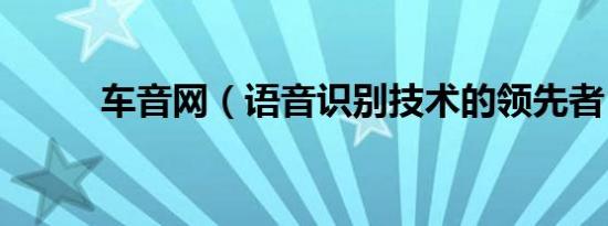 车音网（语音识别技术的领先者）