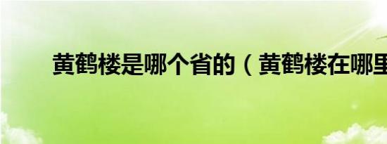 黄鹤楼是哪个省的（黄鹤楼在哪里）