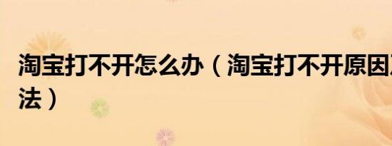 淘宝打不开怎么办（淘宝打不开原因及解决办法）