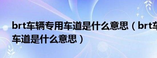 brt车辆专用车道是什么意思（brt车辆专用车道是什么意思）