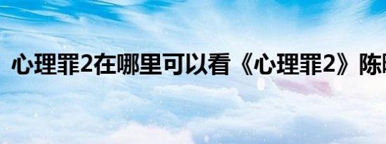 心理罪2在哪里可以看《心理罪2》陈曦结局