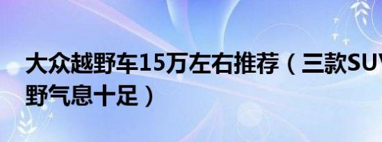 大众越野车15万左右推荐（三款SUV车型越野气息十足）
