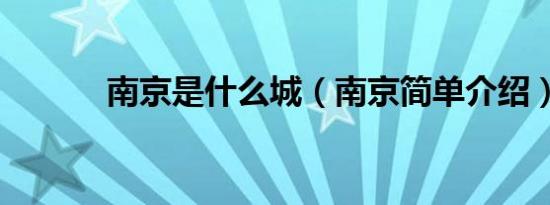 南京是什么城（南京简单介绍）