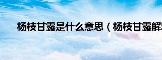 杨枝甘露是什么意思（杨枝甘露解释）