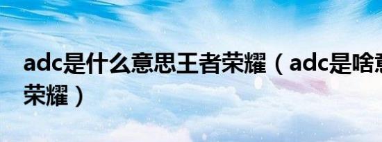 adc是什么意思王者荣耀（adc是啥意思王者荣耀）