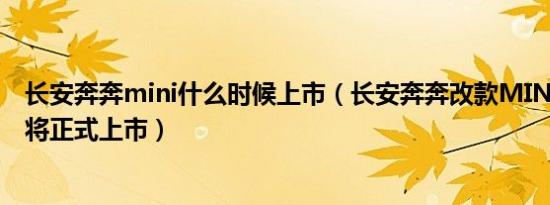 长安奔奔mini什么时候上市（长安奔奔改款MINI12月20日将正式上市）