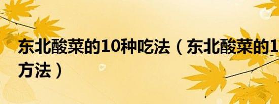 东北酸菜的10种吃法（东北酸菜的10种烹饪方法）