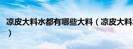 凉皮大料水都有哪些大料（凉皮大料水怎么做）