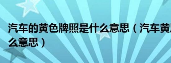 汽车的黄色牌照是什么意思（汽车黄牌照是什么意思）