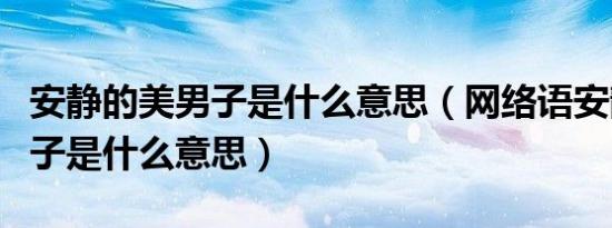 安静的美男子是什么意思（网络语安静的美男子是什么意思）