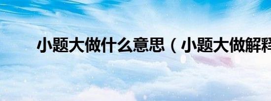 小题大做什么意思（小题大做解释）