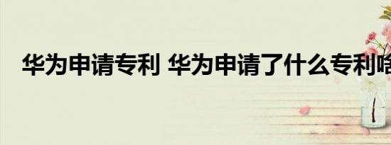 华为申请专利 华为申请了什么专利啥情况