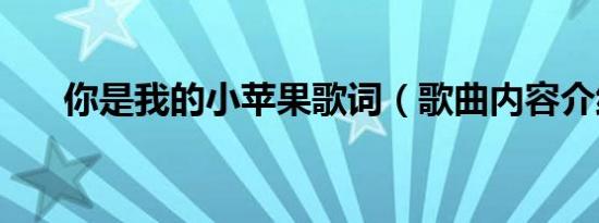你是我的小苹果歌词（歌曲内容介绍）