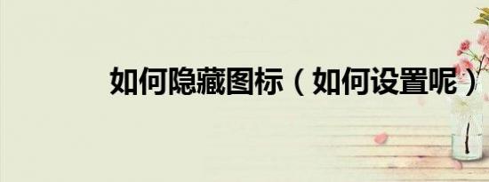 如何隐藏图标（如何设置呢）