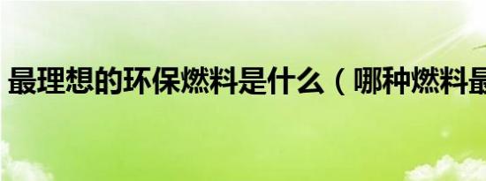 最理想的环保燃料是什么（哪种燃料最环保）