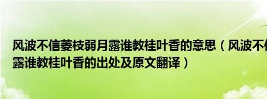 风波不信菱枝弱月露谁教桂叶香的意思（风波不信菱枝弱月露谁教桂叶香的出处及原文翻译）