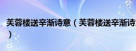 芙蓉楼送辛渐诗意（芙蓉楼送辛渐诗意是什么）