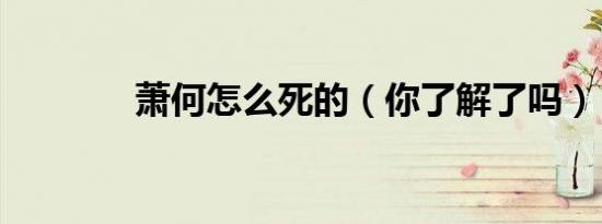 萧何怎么死的（你了解了吗）