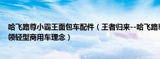 哈飞路尊小霸王面包车配件（王者归来--哈飞路尊大霸王引领轻型商用车理念）