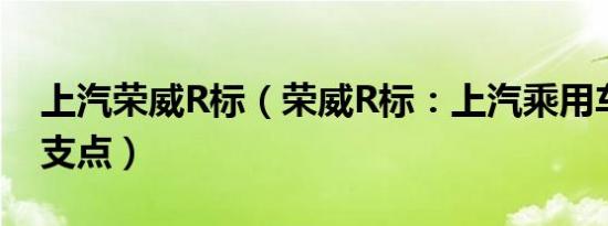 上汽荣威R标（荣威R标：上汽乘用车转型的支点）