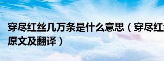 穿尽红丝几万条是什么意思（穿尽红丝几万条原文及翻译）