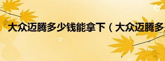 大众迈腾多少钱能拿下（大众迈腾多少钱）