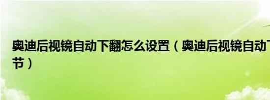 奥迪后视镜自动下翻怎么设置（奥迪后视镜自动下翻怎么调节）