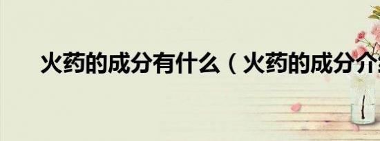 火药的成分有什么（火药的成分介绍）