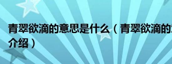 青翠欲滴的意思是什么（青翠欲滴的意思简单介绍）