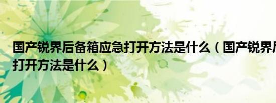 国产锐界后备箱应急打开方法是什么（国产锐界后备箱应急打开方法是什么）