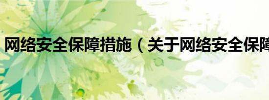网络安全保障措施（关于网络安全保障措施）