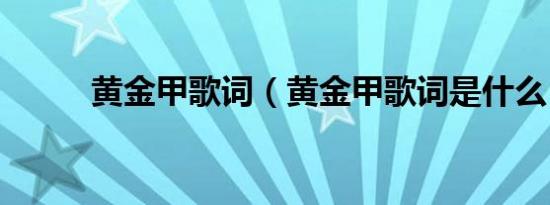 黄金甲歌词（黄金甲歌词是什么）