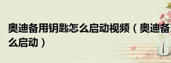 奥迪备用钥匙怎么启动视频（奥迪备用钥匙怎么启动）