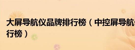 大屏导航仪品牌排行榜（中控屏导航仪品牌排行榜）