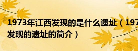 1973年江西发现的是什么遗址（1973年江西发现的遗址的简介）