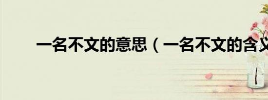 一名不文的意思（一名不文的含义）