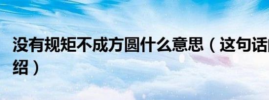 没有规矩不成方圆什么意思（这句话的含义介绍）