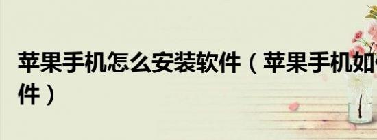 苹果手机怎么安装软件（苹果手机如何安装软件）