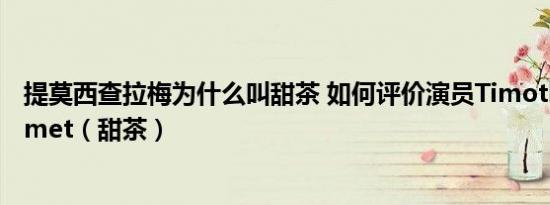 提莫西查拉梅为什么叫甜茶 如何评价演员Timothée Chalamet（甜茶）